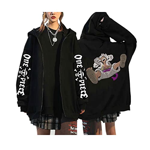 Sybnwnwm Anime ONE Piece Hoodie Zip Up Luffy Casual Zipper Streetwear Hoodies Sweatshirt Pulli Unisex von Sybnwnwm