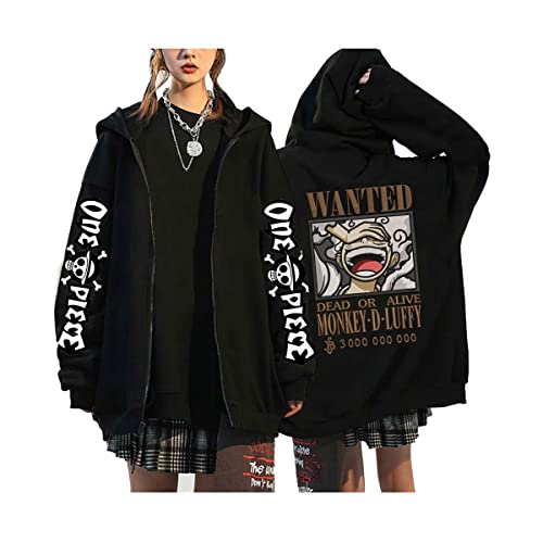 Sybnwnwm Anime ONE Piece Hoodie Zip Up Luffy Casual Zipper Streetwear Hoodies Sweatshirt Pulli Unisex von Sybnwnwm