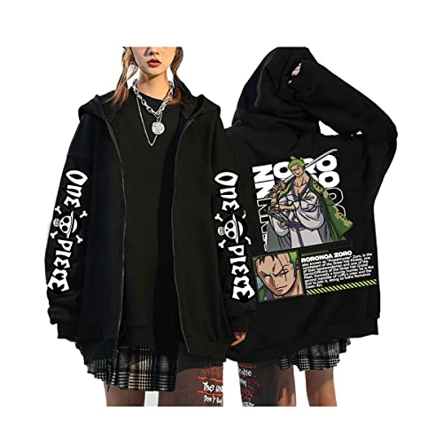 Sybnwnwm Anime ONE Piece Hoodie Zip Up Luffy Casual Zipper Streetwear Hoodies Sweatshirt Pulli Unisex von Sybnwnwm