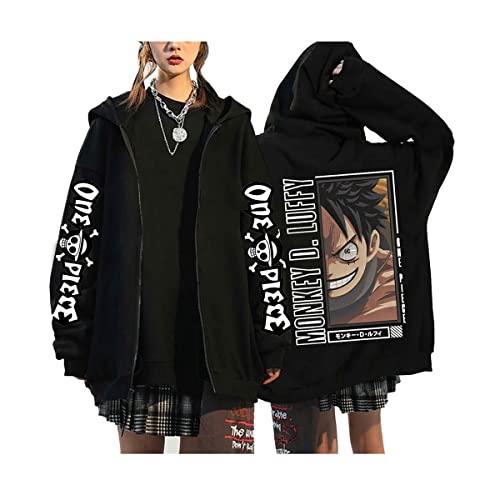 Sybnwnwm Anime ONE Piece Hoodie Zip Up Luffy Casual Zipper Streetwear Hoodies Sweatshirt Pulli Unisex von Sybnwnwm