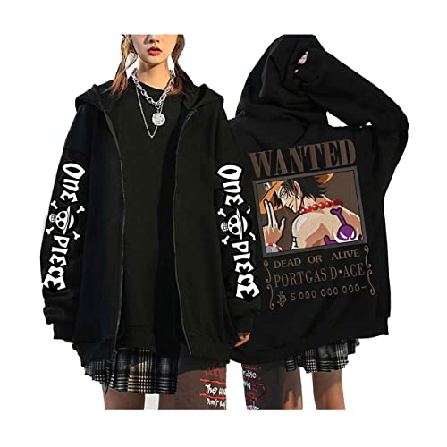 Sybnwnwm Anime ONE Piece Hoodie Zip Up Luffy Casual Zipper Streetwear Hoodies Sweatshirt Pulli Unisex von Sybnwnwm