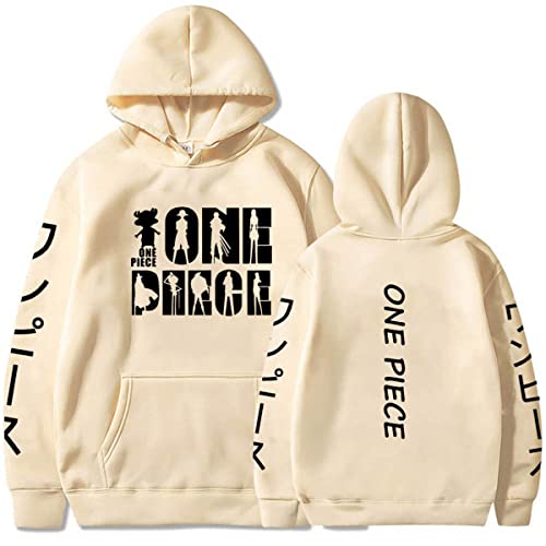 Sybnwnwm Anime One Piece Hoodie Herren Neuheit Hoodies Luffy Chopper Print Lange Ärmel Sweatshirts, beige, XL von Sybnwnwm