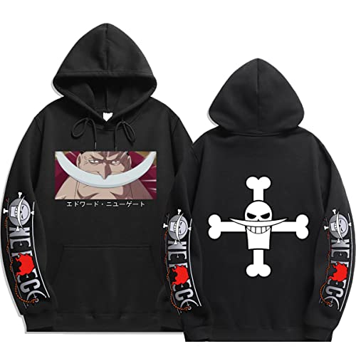 Sybnwnwm Anime One Piece Print Hoodies Ace Sweatshirts Herren Damen Teenager Streetwear Hip Hop Pullover, Schwarz , S von Sybnwnwm