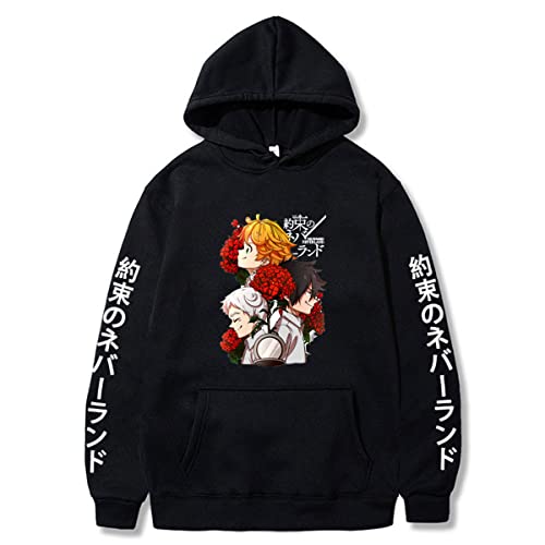 Sybnwnwm Anime The Promised Neverland Hoodie Harajuku Tracksui Pullover Emma Norman Ray Cosplay Kapuzenpullover Pulli von Sybnwnwm