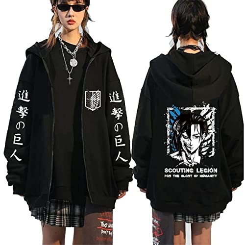 Sybnwnwm Attack On Titan Zip Hoodie Full Zip Jacke Mantel Pullover Langarm Sweatshirt, Schwarz D, L von Sybnwnwm