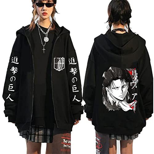 Sybnwnwm Attack On Titan Zip Hoodie Full Zip Jacke Mantel Pullover Langarm Sweatshirt, Schwarz J, S von Sybnwnwm