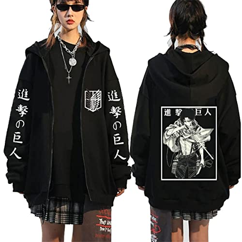 Sybnwnwm Attack On Titan Zip Hoodie Full Zip Jacke Mantel Pullover Langarm Sweatshirt, Schwarz K, L von Sybnwnwm