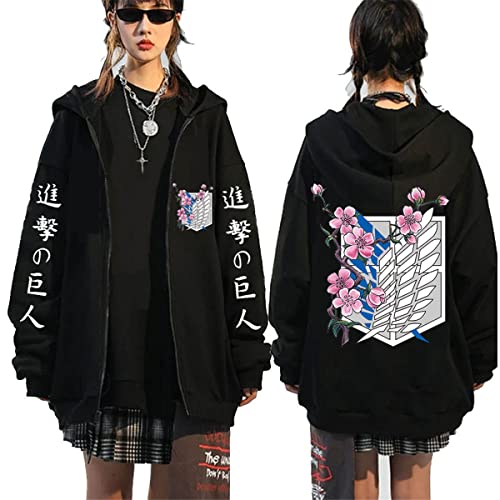 Sybnwnwm Attack On Titan Zipper Hoodie Kapuzenjacke Jacke Coat Pullover Langarm Sweatshirts mit Reißverschluss von Sybnwnwm