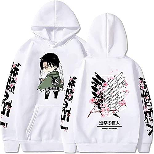 Sybnwnwm Attack on Titan Hoodie Levi Ackerman Pullover Wings of Freedom 3D Druck Langarm Kapuzenpullover Sweatshirt Hoodies Unisex, Weiß B, M von Sybnwnwm