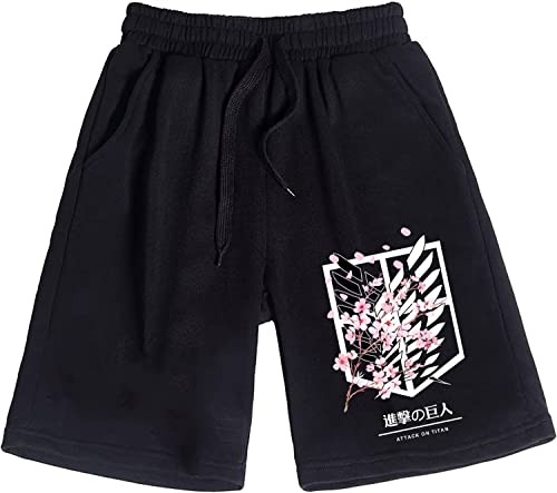 Sybnwnwm Attack on Titan Shorts Survey Corps Wings of Freedom Elastische Taille Workout Shorts Athletic Shorts, Schwarz , 4X-Large von Sybnwnwm