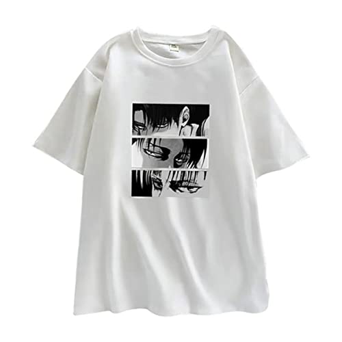 Sybnwnwm Attack on Titan T-Shirt Leiv Eyes Neuheit Druck Sommer Mode T-Shirt für Erwachsene Unisex, weiß, M von Sybnwnwm