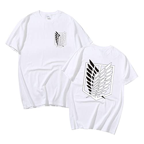 Sybnwnwm Attack on Titan T-Shirt Scout Regiment Kurzarm Top Neuheit Anime T-Shirts, weiß, XS von Sybnwnwm