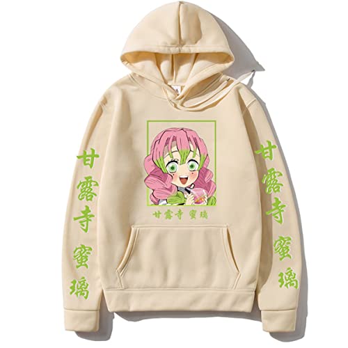 Sybnwnwm Demon Slayer Hoodie Kimetsu No Yaiba Hooded Sweatshirts Pullover Pullover Kanroji Mitsuri Print Tops Streetwear, beige, M von Sybnwnwm