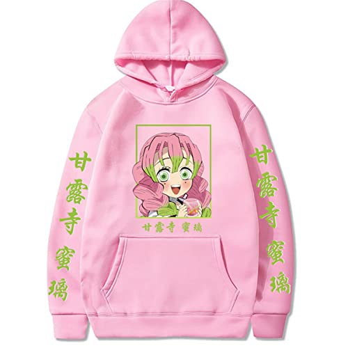 Sybnwnwm Demon Slayer Hoodie Kimetsu No Yaiba Hooded Sweatshirts Pullover Pullover Kanroji Mitsuri Print Tops Streetwear, rose, M von Sybnwnwm