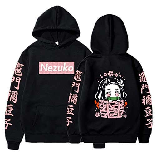 Sybnwnwm Demon Slayer Sweatshirt Nezuko Merch Geschenk Pullover Streetwear Harajuku Tops, Schwarz 7, S von Sybnwnwm