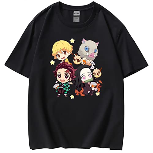 Sybnwnwm Demon Slayer T-Shirt Tanjirou Nezuko Zenitsu, leicht, kurzärmelig, Schwarz , L von Sybnwnwm