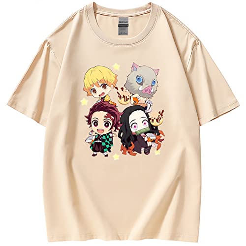 Sybnwnwm Demon Slayer T-Shirt Tanjirou Nezuko Zenitsu, leicht, kurzärmelig, beige, M von Sybnwnwm