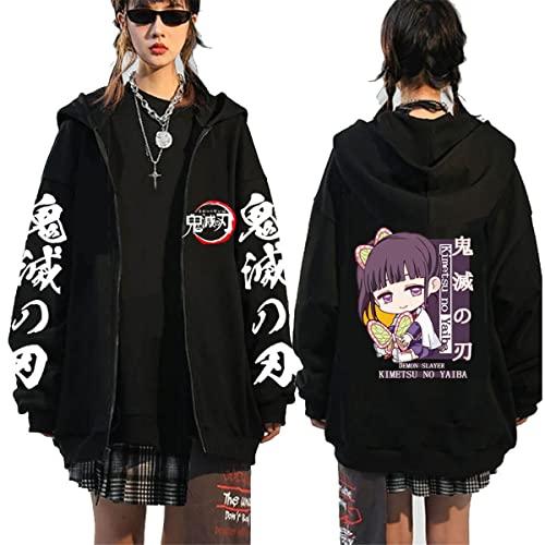 Sybnwnwm Demon Slayer Zip-up Hoodie Demon Slayer Sweatjacke Mit Kapuze Pullover Merch Kapuzenpullover Damen Mädchen von Sybnwnwm