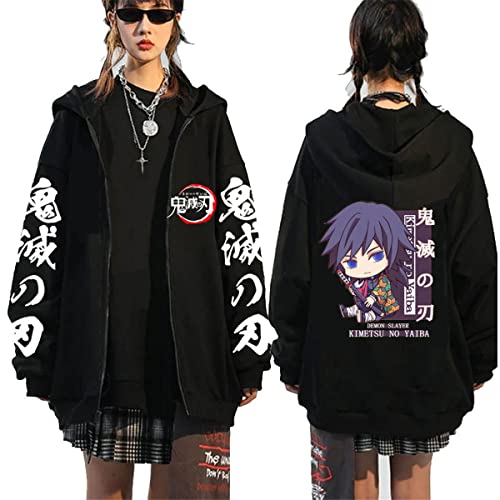 Sybnwnwm Demon Slayer Zip-up Hoodie Demon Slayer Sweatjacke Mit Kapuze Pullover Merch Kapuzenpullover Damen Mädchen von Sybnwnwm