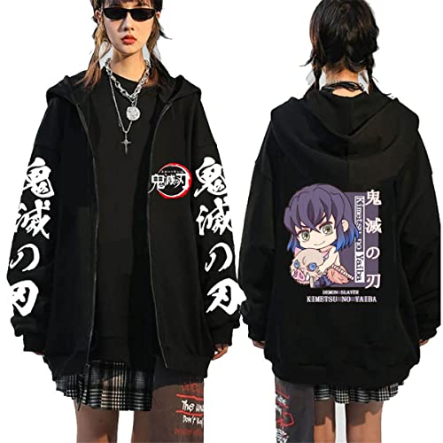 Sybnwnwm Demon Slayer Zip-up Hoodie Demon Slayer Sweatjacke Mit Kapuze Pullover Merch Kapuzenpullover Damen Mädchen von Sybnwnwm