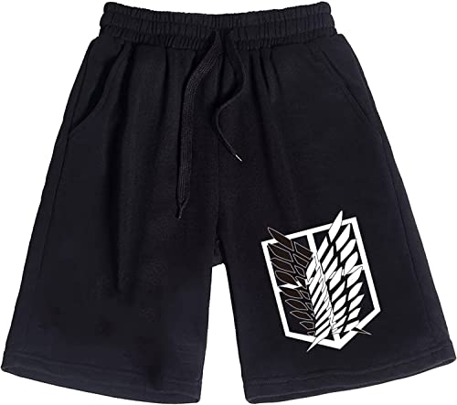 Sybnwnwm Herren Attack on Titan Shorts Scout Regiment Print Gym Shorts mit Taschen Outdoor Wandern, Schwarz , 4X-Large von Sybnwnwm