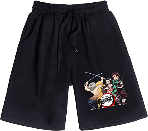 Sybnwnwm Herren Leichte Running Workout Y2K Anime Shorts Gym Athletic Shorts mit Tasche, Schwarz , M von Sybnwnwm