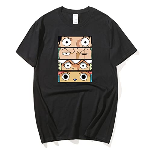 Sybnwnwm Herren One Piece T-Shirt Tony Tony Chopper Luffy Zoro T-Shirt 3D Druck Leichtes Anime Shirt, Schwarz , XL von Sybnwnwm