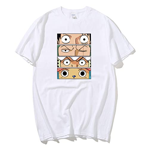 Sybnwnwm Herren One Piece T-Shirt Tony Tony Chopper Luffy Zoro T-Shirt 3D Druck Leichtes Anime Shirt, weiß, M von Sybnwnwm