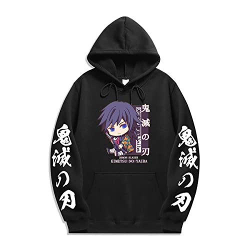 Sybnwnwm Kimetsu No Yaiba Hoodie Y2K Anime Nezuko Tanjiro Print Pullover Harajuku Streetwear Unisex, Schwarz , XL von Sybnwnwm