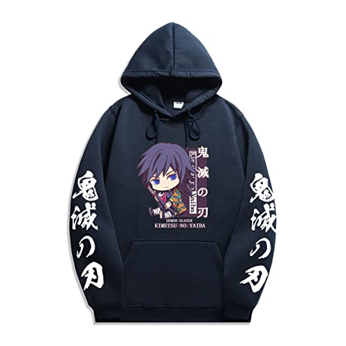 Sybnwnwm Kimetsu No Yaiba Hoodie Y2K Anime Nezuko Tanjiro Print Pullover Harajuku Streetwear Unisex, navy, L von Sybnwnwm