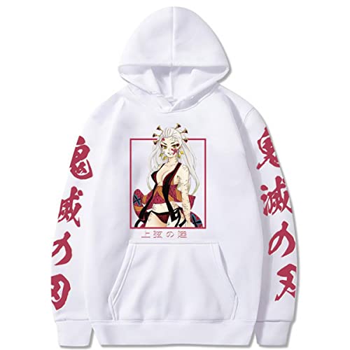 Sybnwnwm Kimetsu No Yaiba Hoodies Agatsuma Zenitsu Sweatshirt Anime Geschenk Tops, weiß, 4X-Large von Sybnwnwm