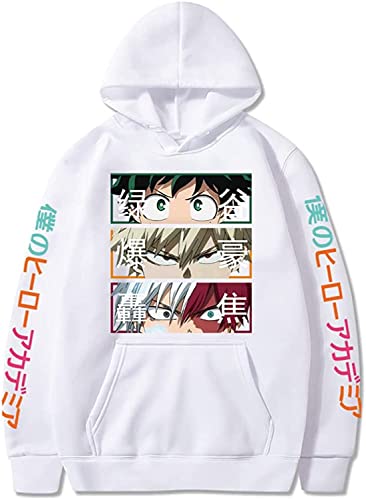 Sybnwnwm My Hero Academia 3D Hoodie Anime Bakugou Katsuki Sweatshirt Kordelzug Pullover Kostüm für Damen und Herren, weiß, XXS von Sybnwnwm