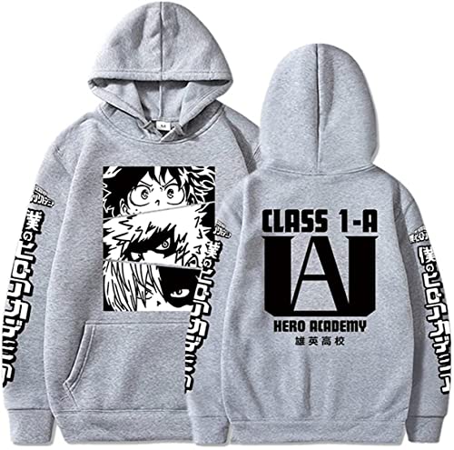Sybnwnwm My Hero Academia Hoodie Bakugou Katsuki Cosplay Hoodies Anime MHA Pullover Sweatshirt für Unisex Erwachsene Jugend, grau, S von Sybnwnwm