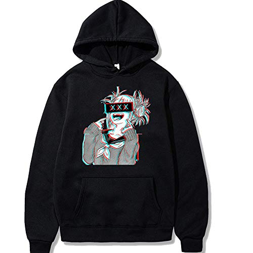 Sybnwnwm My Hero Academia Hoodie Himiko Toga Cosplay Sweatshirts Pullover Sportswear Hoodies für Damen, Schwarz , L von Sybnwnwm