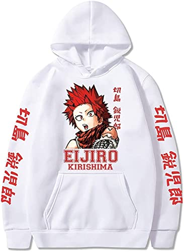 Sybnwnwm My Hero Academia Hoodie Kirishima Eijiro MHA Anime Sweatshirts Langarm Pullover Hoodies Outwear Unisex, weiß, XL von Sybnwnwm