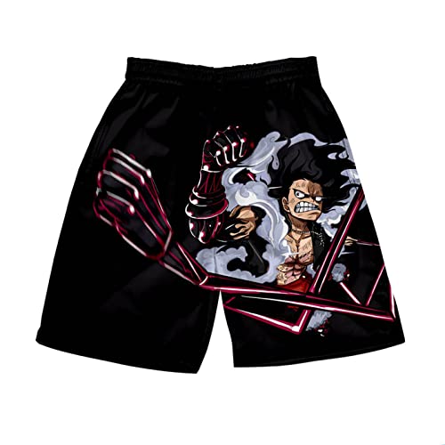 Sybnwnwm One Piece Anime Shorts mit Kordelzug Luffy Zoro ACE Badehose Surfen Strand Trunks für Jungen Männer, N, 56 von Sybnwnwm