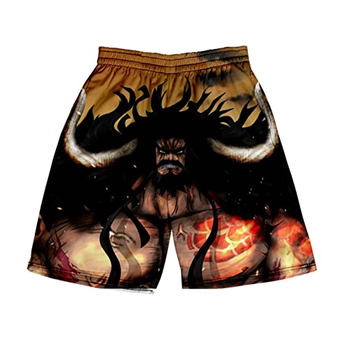 Sybnwnwm One Piece Anime Shorts mit Kordelzug Luffy Zoro ACE Badehose Surfen Strand Trunks für Jungen Männer, P, 58 von Sybnwnwm