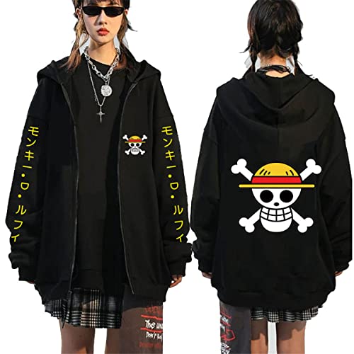 Sybnwnwm One Piece Hoodie Zipper Kapuzenpullover Sweatshirts Zip Up Hoodie Ruffy Zoro Chopper Cosplay Kapuzenpullover Hoodies von Sybnwnwm