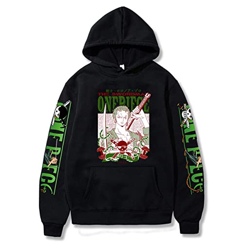 Sybnwnwm One Piece Hoodie Zoro Drucken Pullover Langarm Kapuzenpullover Sweatshirts Hoodies Pulli von Sybnwnwm