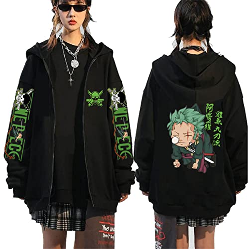 Sybnwnwm One Piece Zipper Hoodie Ruffy ACE Cosplay Kapuzenpullover Hoodies Jacke Zip Up Coat Sweatshirts von Sybnwnwm