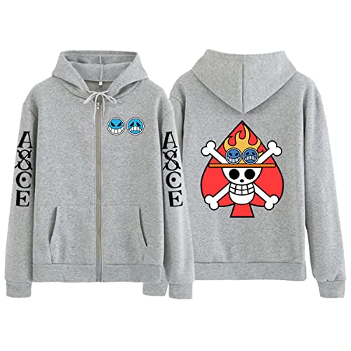 Sybnwnwm One Poece Hoodie Zip Up Sweatshirt ACE Cosplay Kostüme Jacke Coat Sweatshirt von Sybnwnwm