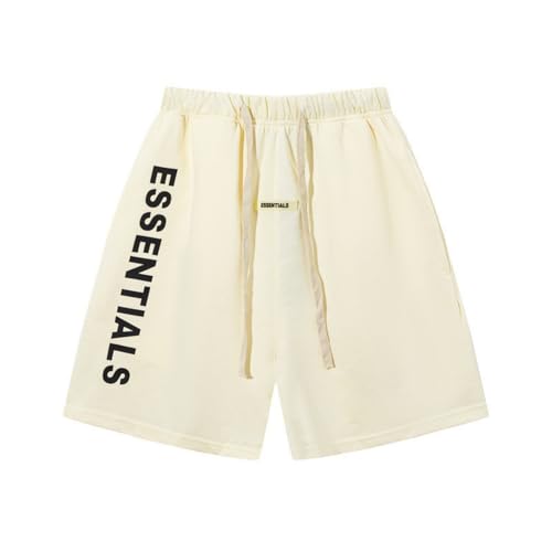 Sybnwnwm Shorts für Herren, Baumwolle, Buchstabendruck, elastische Taille, Jogger, Fitnessstudio, Workout, Jersey, Kordelzug-Shorts mit Taschen, B-Beige, S Sybnwnwm Shorts für Herren, Baumwolle, Buchstabendruck, elastische Taille, Jogger, Fitnessstudio, Workout, Jersey, Kordelzug-Shorts mit Taschen, B-Beige, S von Sybnwnwm