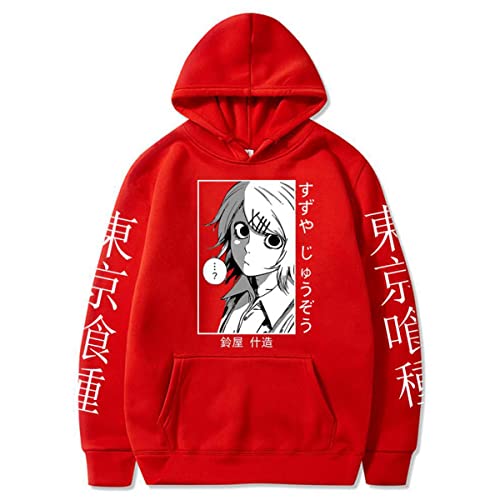 Sybnwnwm Tokyo Ghoul Herren Pullover Hip Hop Kapuzenpullover Anime 3D Druck Unisex, rot, L von Sybnwnwm