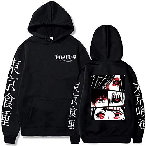 Sybnwnwm Tokyo Ghoul Hoodie Kaneki ken Print Kapuzenpullover Hoodies Langarm Sweatshirt für Herren Damen, Schwarz , XL von Sybnwnwm