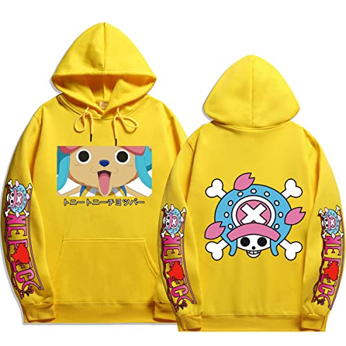 Sybnwnwm Unisex One Piece Hoodie Luffy Zoro Tony Tony Chopper Pullover Langarm Sweatshirt, gelb, S von Sybnwnwm