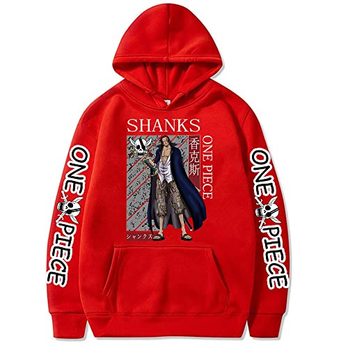 Sybnwnwm Unisex One Piece Hoodie Shanks Print Pullover Langarm Sweatshirt Hoodies Pullover, rot, L von Sybnwnwm