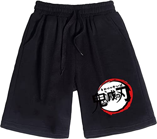 Sybnwnwm Y2K Anime Shorts Casual Drawstring Waist Shorts Athletic Gym Jogger Workout Shorts, Schwarz , XL von Sybnwnwm