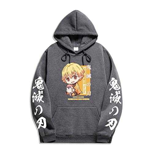 Sybnwnwm Y2K Hoodies Agatsuma Zenitsu Sweatshirt Kimetsu No Yaiba Hoodie Y2K Anime Hoodie, dunkelgrau, 4X-Large von Sybnwnwm
