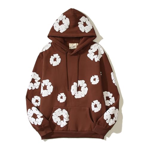Sybnwnwm Y2K Kapuzenpullover Blumen Drucken Pullover Hooded Sweatshirt Hip Hop Streetwear Pulli Top von Sybnwnwm