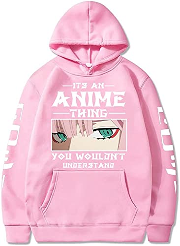 Sybnwnwm Zero Two Hoodie Darling in The FRANXX Cosplay Kostüm Top Kapuzenpullover Sweater Sweatshirts für Damen und Herren, rose, XL von Sybnwnwm